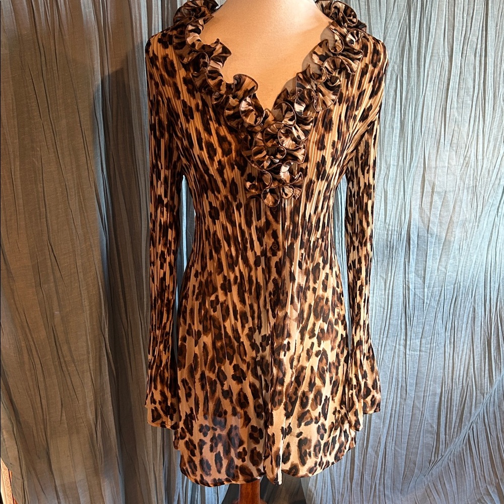 Leopard Print Ruffle Blouse